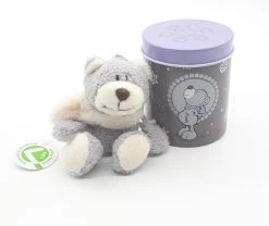 Nici 31958 Weiß/brauner Bär Ca 7cm Mit Loop In Metalldose Geschenkset