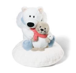 Nici 34725 Eisbär & Robbe Auf Kissen (15cm/10cm) Plüsch Kuscheltier White World