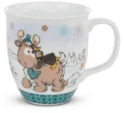 Nici 44151 Tasse Rentier Reny Heart +Pinguin Kaffeetasse 9,5x10cm Winter Glamour