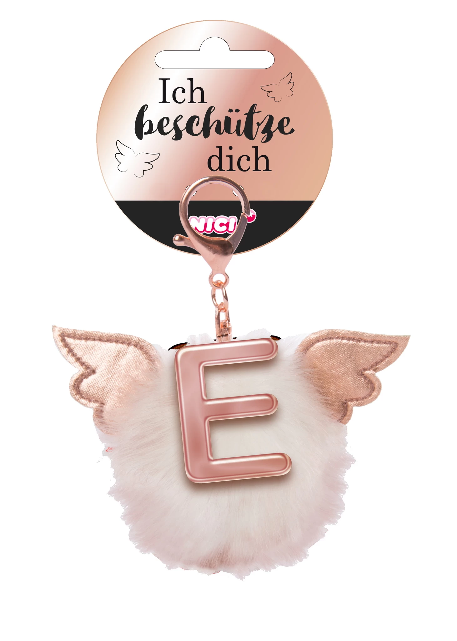 Nici 46974 Taschenanhänger Schutzbommel Mit Flügeln + Pompon Metallbuchstabe E 1 Nici 46974 Taschenanhänger Schutzbommel Mit Flügeln + Pompon Metallbuchstabe E