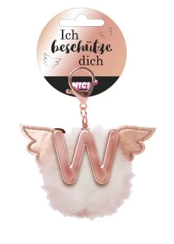 Nici 46991 Taschenanhänger Schutzbommel Mit Flügeln + Pompon Metallbuchstabe W