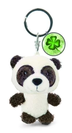 Nici 47537 Schlüsselanhänger Panda Bär Plüsch 7cm Kleeblatt-Symbol