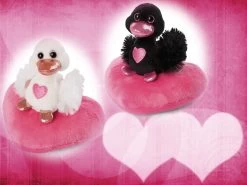 Nici 48264 + 48265 SET Schwäne Auf Herzkissen Ca 13cm Plüsch Love Classics GREEN -Nici 48264 48265 SET