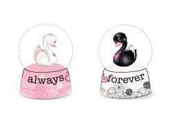 Nici 48282 + 48283 Schüttelkugel Schneekugel SET 2 Schwäne 6,5cm Love Classics