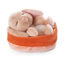 Nici 48708 Sleeping Pets Bunnies Hase Karamell 12cm Schlafend Im Körbchen Peach