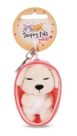 Nici 48834 Schlüsselanhänger Sleeping Pets 10cm Plüsch - Hund Cremefarben