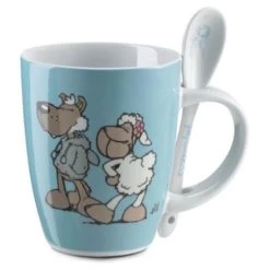 Nici 30052 Tasse Jolly Mäh Wolf Hugo & Schaf Rosa Blau Mit Löffel Porzellan