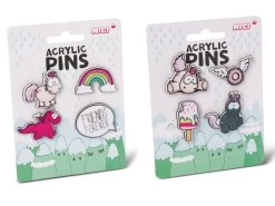 Nici 45702 SET Acryl Pins Einhorn Theodor & Friends Regenbogen Auf Header-Karte
